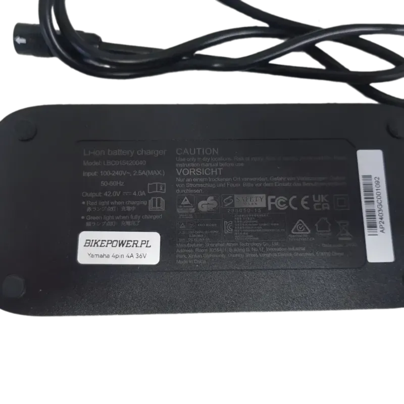 Bike charger for electric bikes with Yamaha drive 36V 4Pin 4A